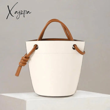 Xajzpa - Handbags For Women Luxury Designer Bucket Bag Pu Leather Material Party Simple Contrasting